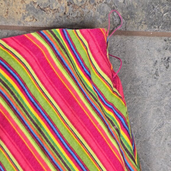 Hannah Size Large Rainbow Striped Linen Blend A-Line Skirt Hidden Back Zip - Picture 3 of 8